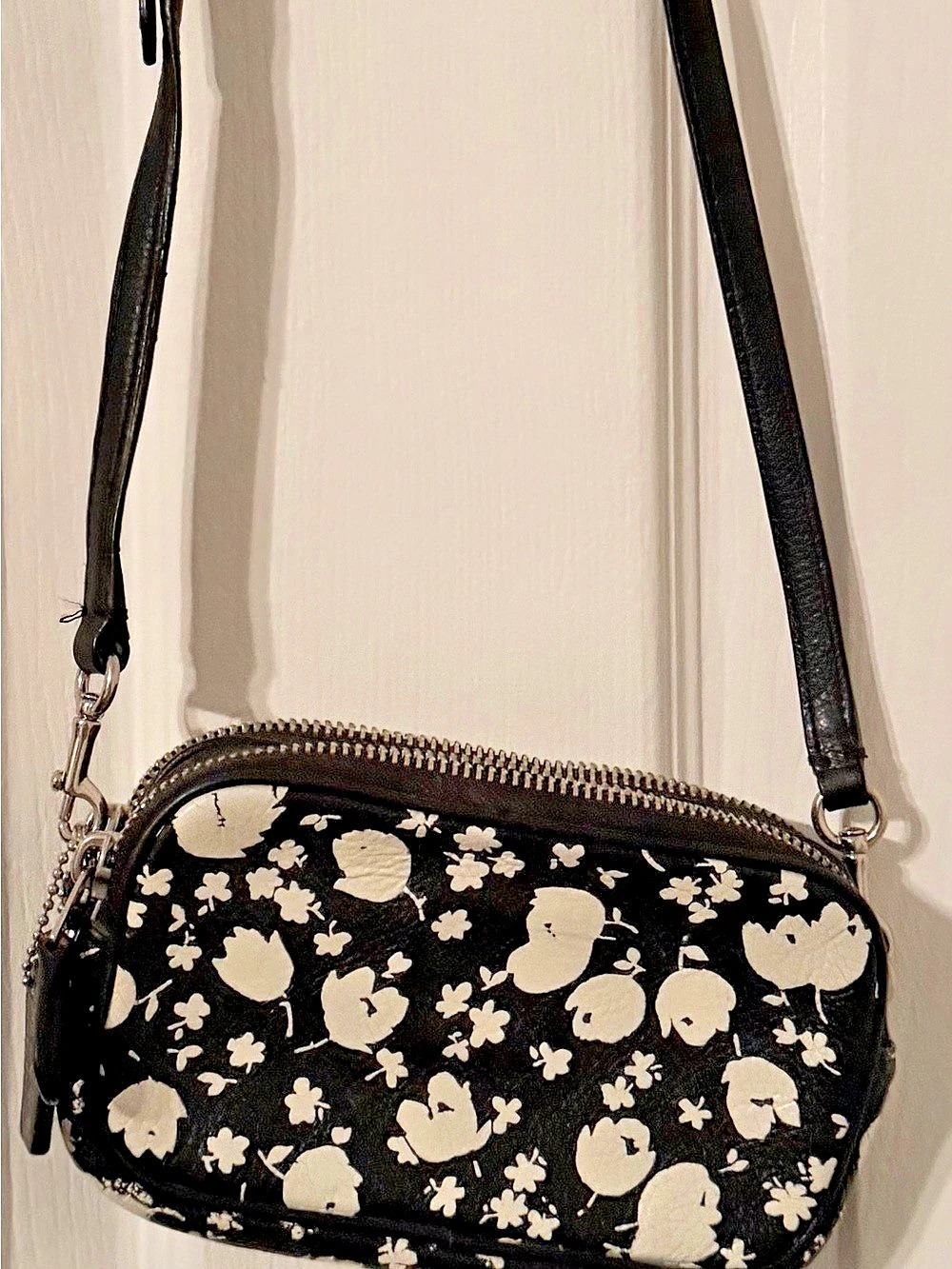 Coach Coach Floral Signature Print Double Zip Crossbody Pouch